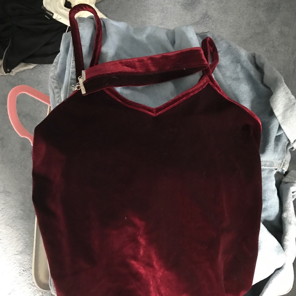 Red velvet cami with red velvet choker